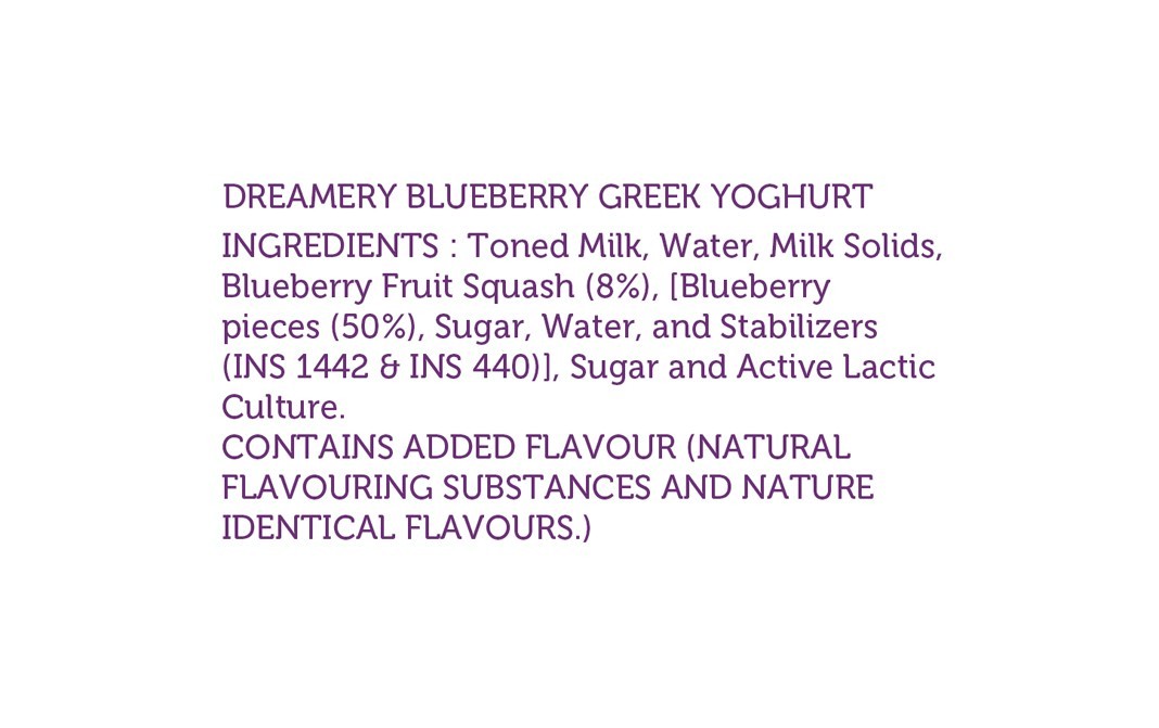 Dreamery Greek Yoghurt Made with Real Blueberries   Cup  90 grams